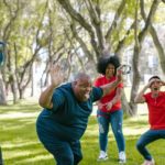 a group of funny employees at the park