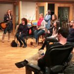 a group making music at a team building event