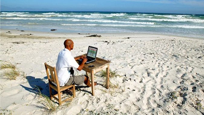 a remote team member working alone