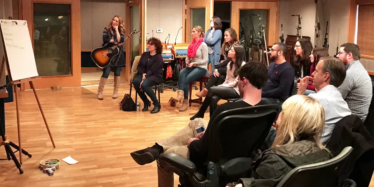 team building in a recording studio